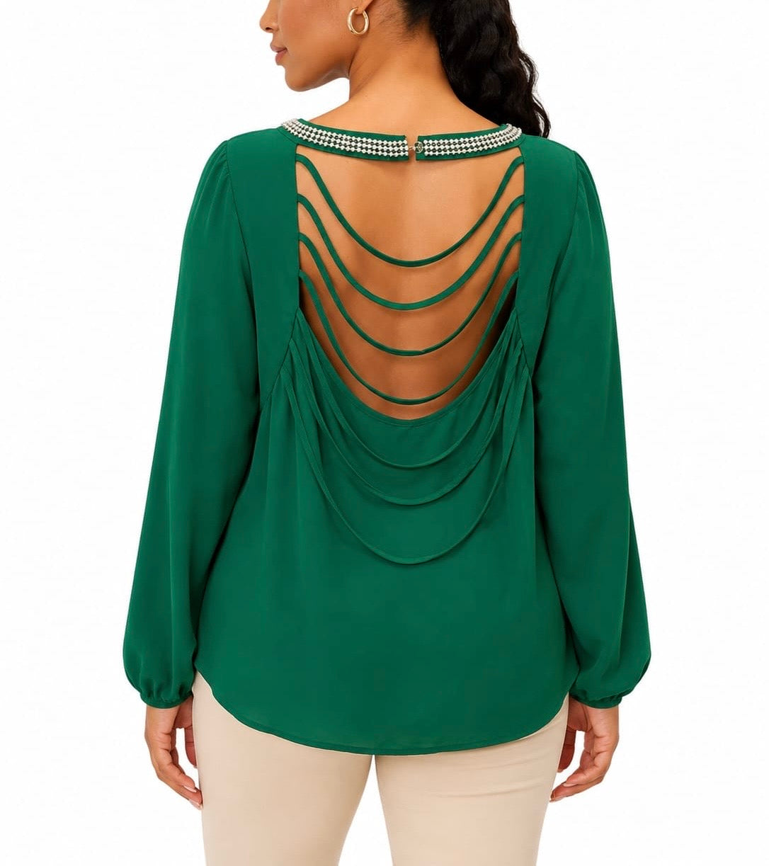C.O.C. Emerald Sparkle Keyhole Blouse
