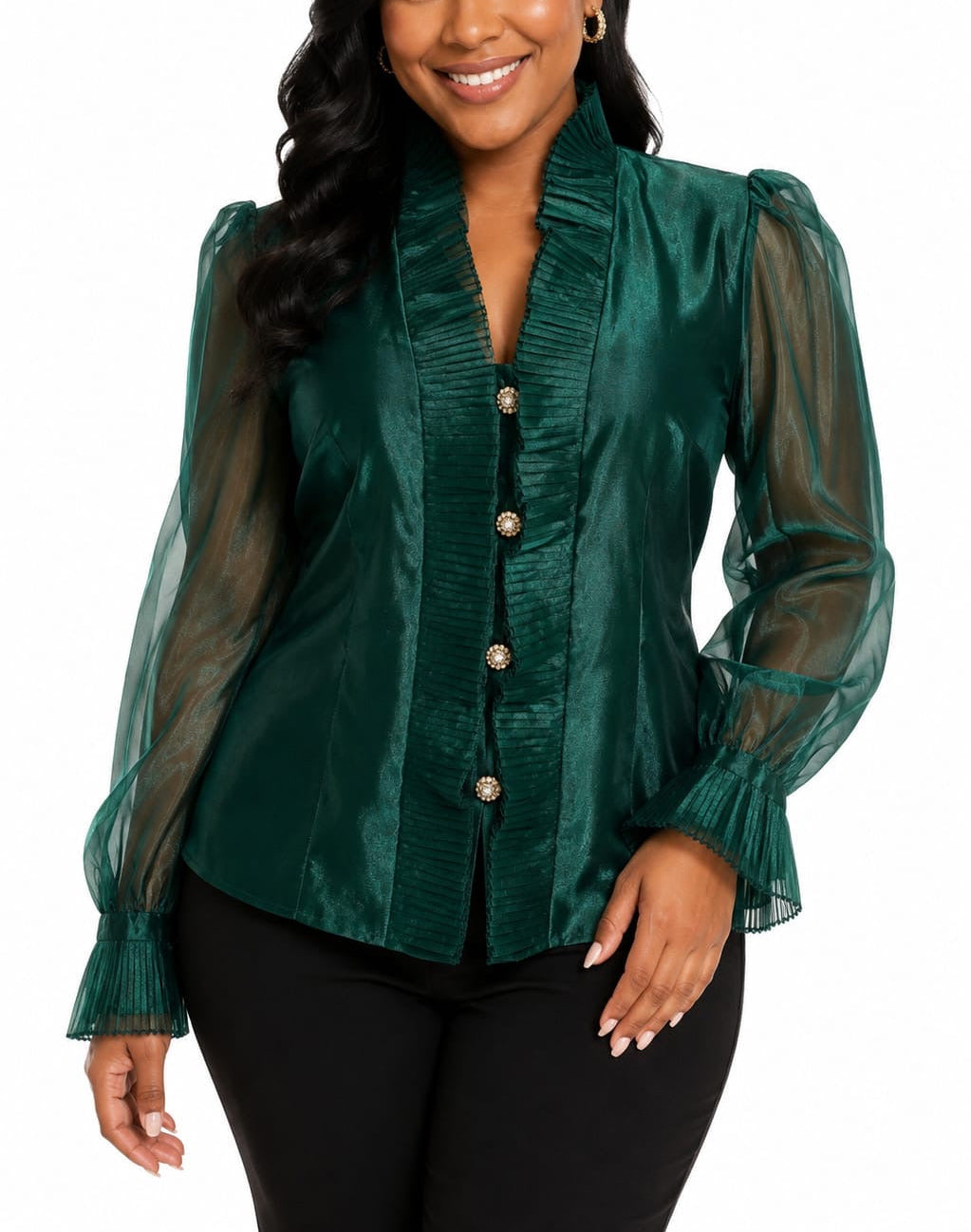 Chetta B. Emerald Elegance Statement Blouse