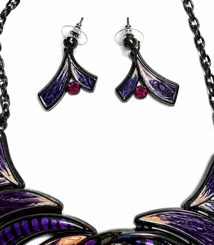 Midnight Amethyst Earrings and Necklace