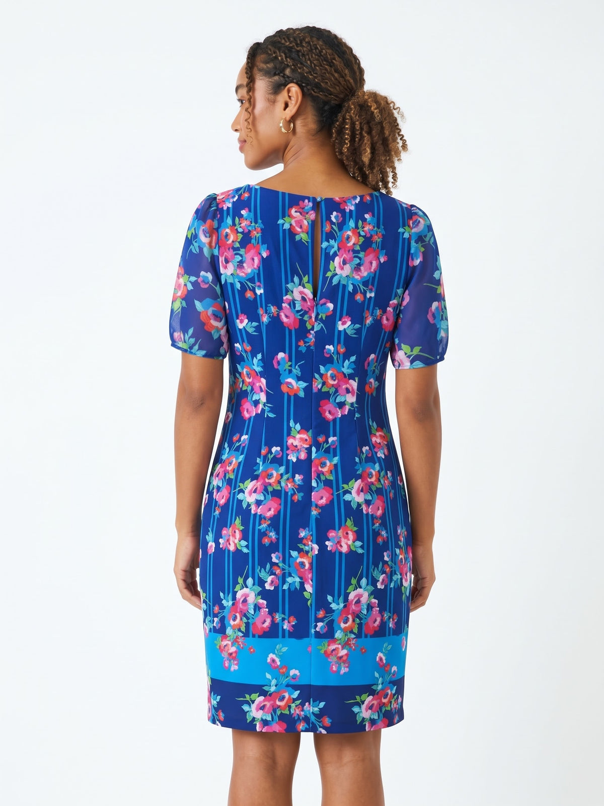 Karl Lagerfeld Paris Blue Stripe & Floral Print Dress