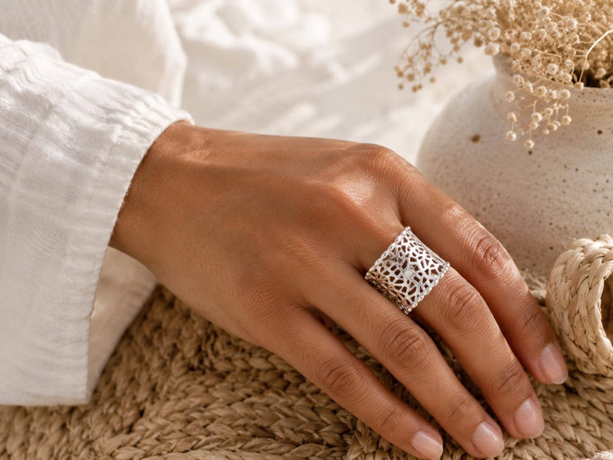 The Celeste Silver Lace Ring
