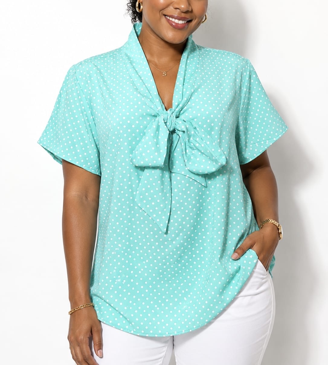 Sweet Habit Bow Neckline Blouse