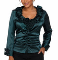 Anna Kevin NY Emerald Rosette Satin Blouse