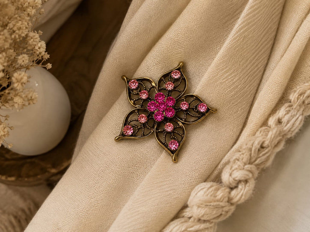 Vintage Rose Filigree Blossom Brooch