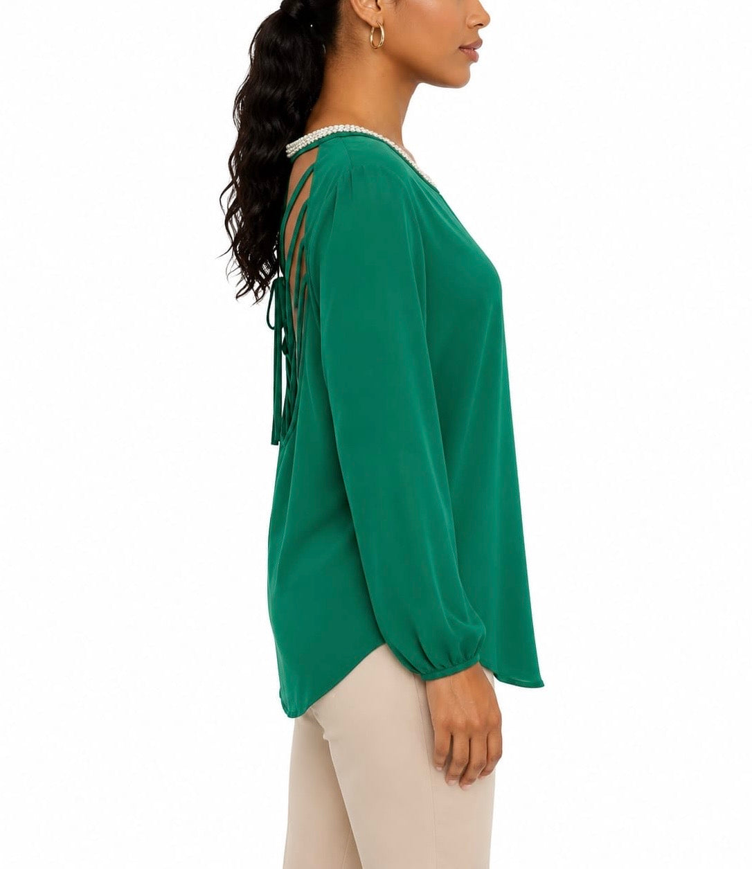 C.O.C. Emerald Sparkle Keyhole Blouse