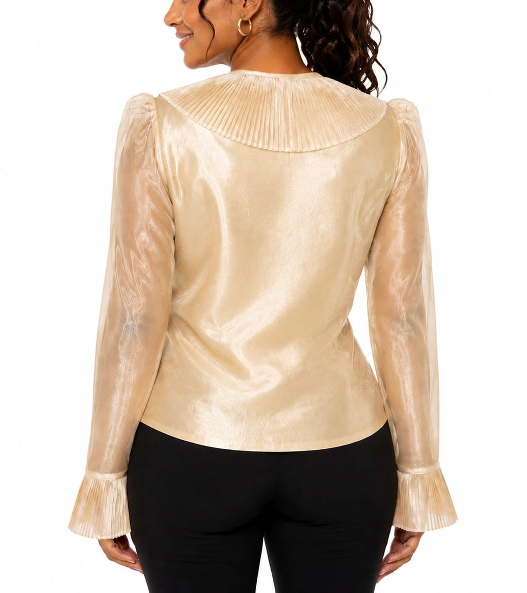 Chetta B. Champagne Gold Wrap Blouse