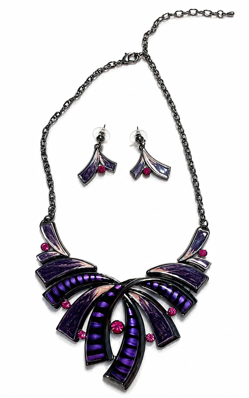 Midnight Amethyst Earrings and Necklace
