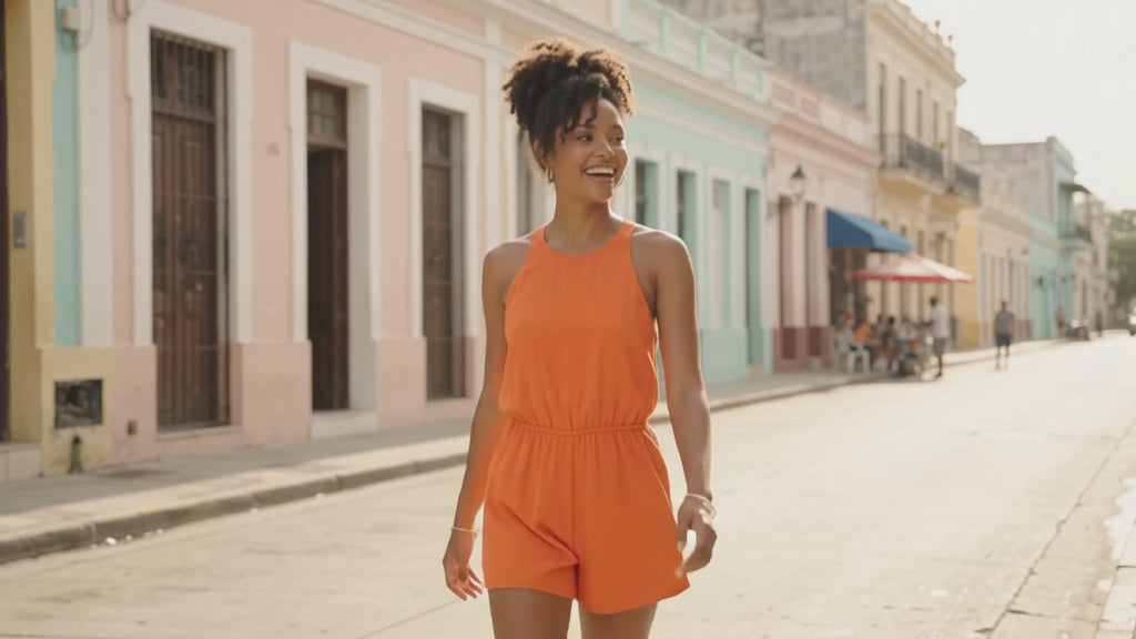 Naked Zebra Halter-Neck Back-Zip Romper