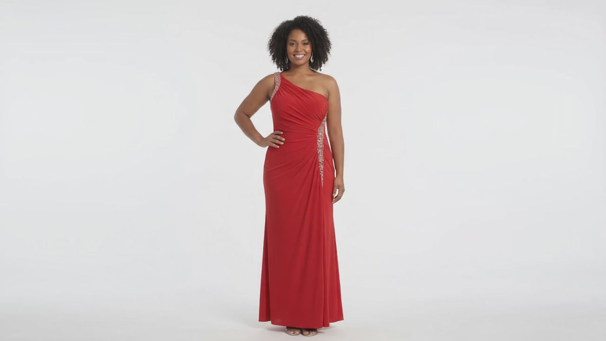 Aspeed Design  Scarlet Radiance One-Shoulder Gown