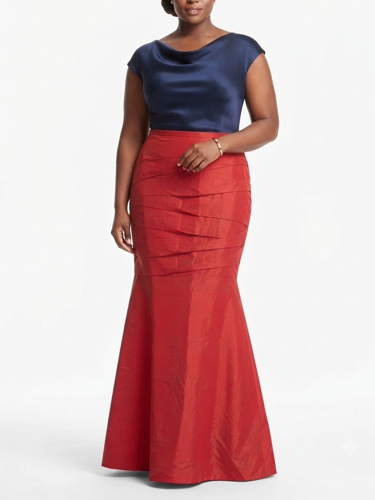 Anna Kevin NY Red Semi-Pleated Skirt
