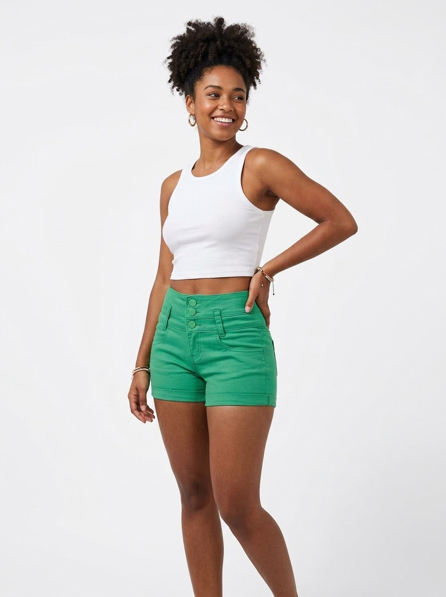 QQ MAX High-Waisted Stretched Denim Shorts