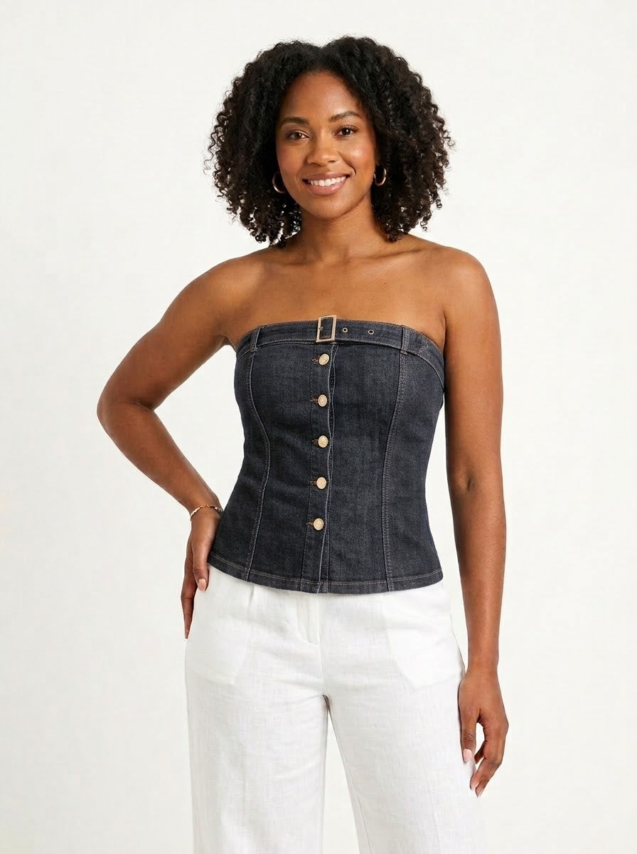 Goodtime Strapless Buckle-Detail Bustier