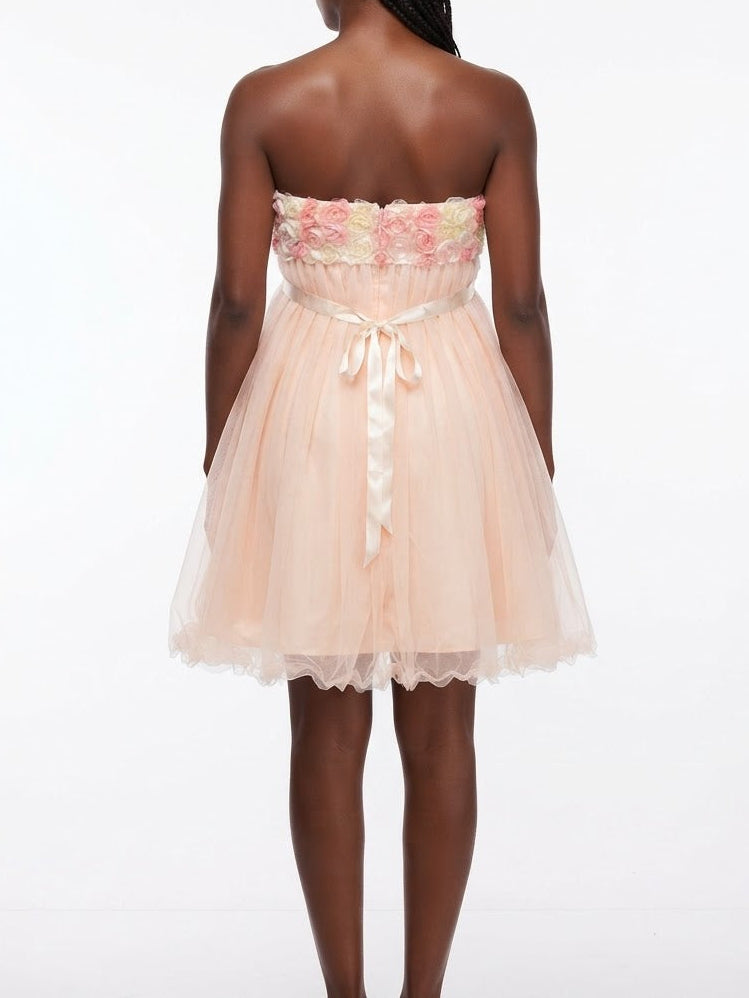 Petal & Tulle Strapless Cocktail Dress