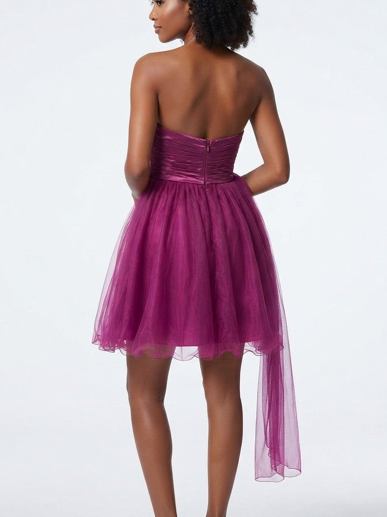 Aspeed Strapless Mini Dress with Satin Belt Accent