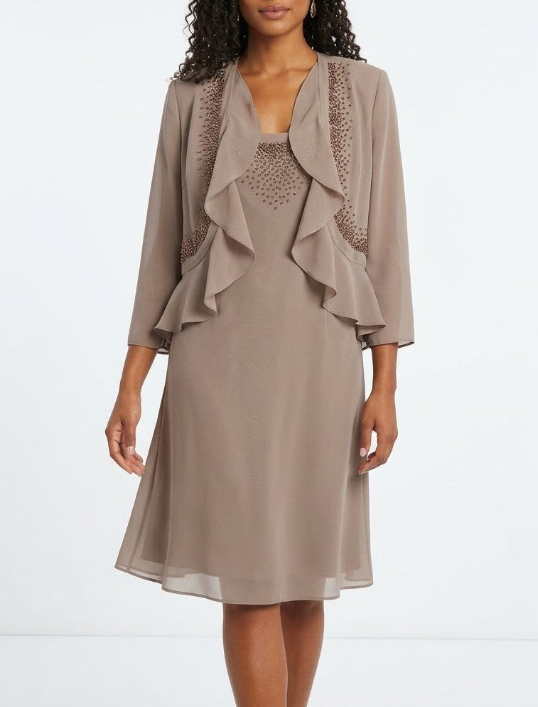 R&M Richards Mocha Two-Piece cocktail dress