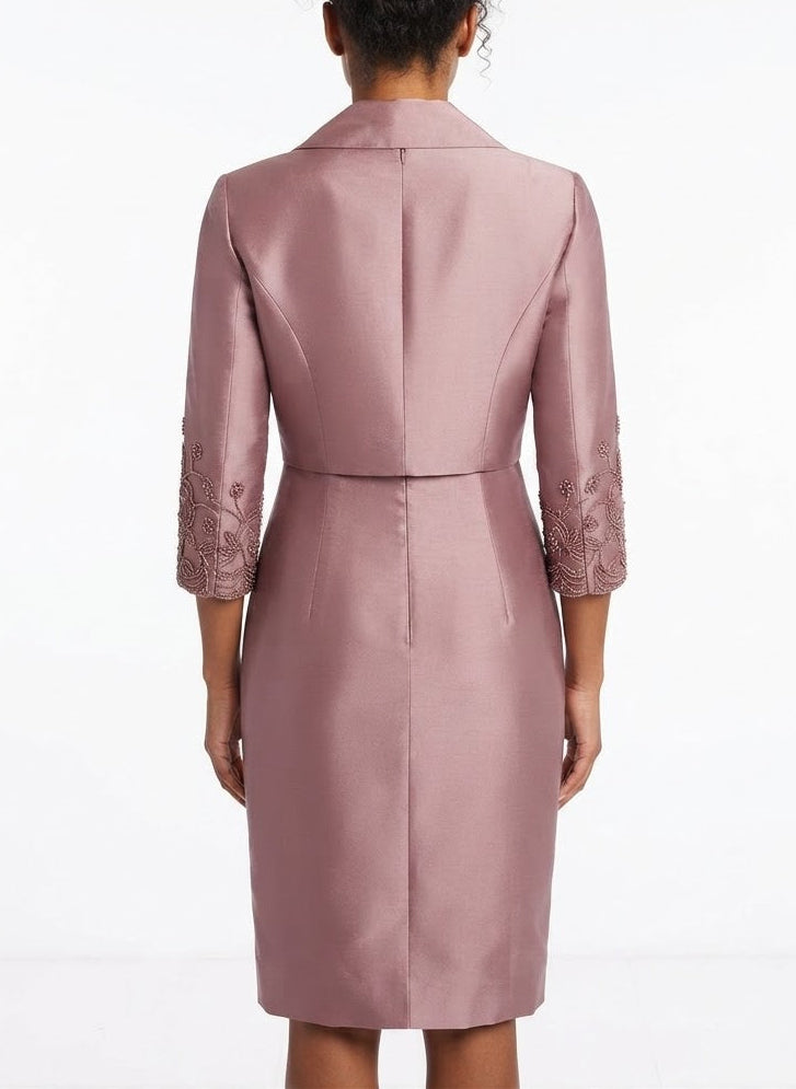Cachet Beaded Scoop-Neck Midi Dress and Matching Jacket Set