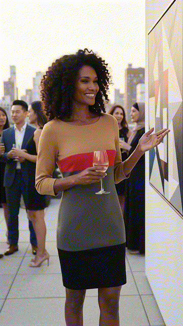 Tahari ASL "Levine" Color-block shift dress