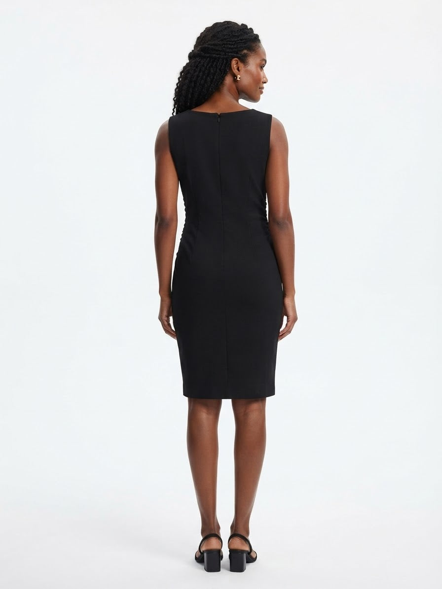 Calvin Klein Pleated-Neck Sheath Dress