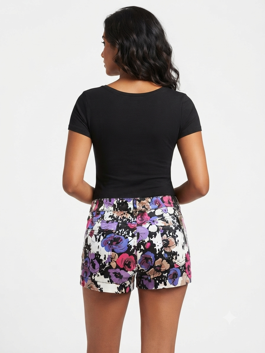 QQMY Floral Denim Shorts