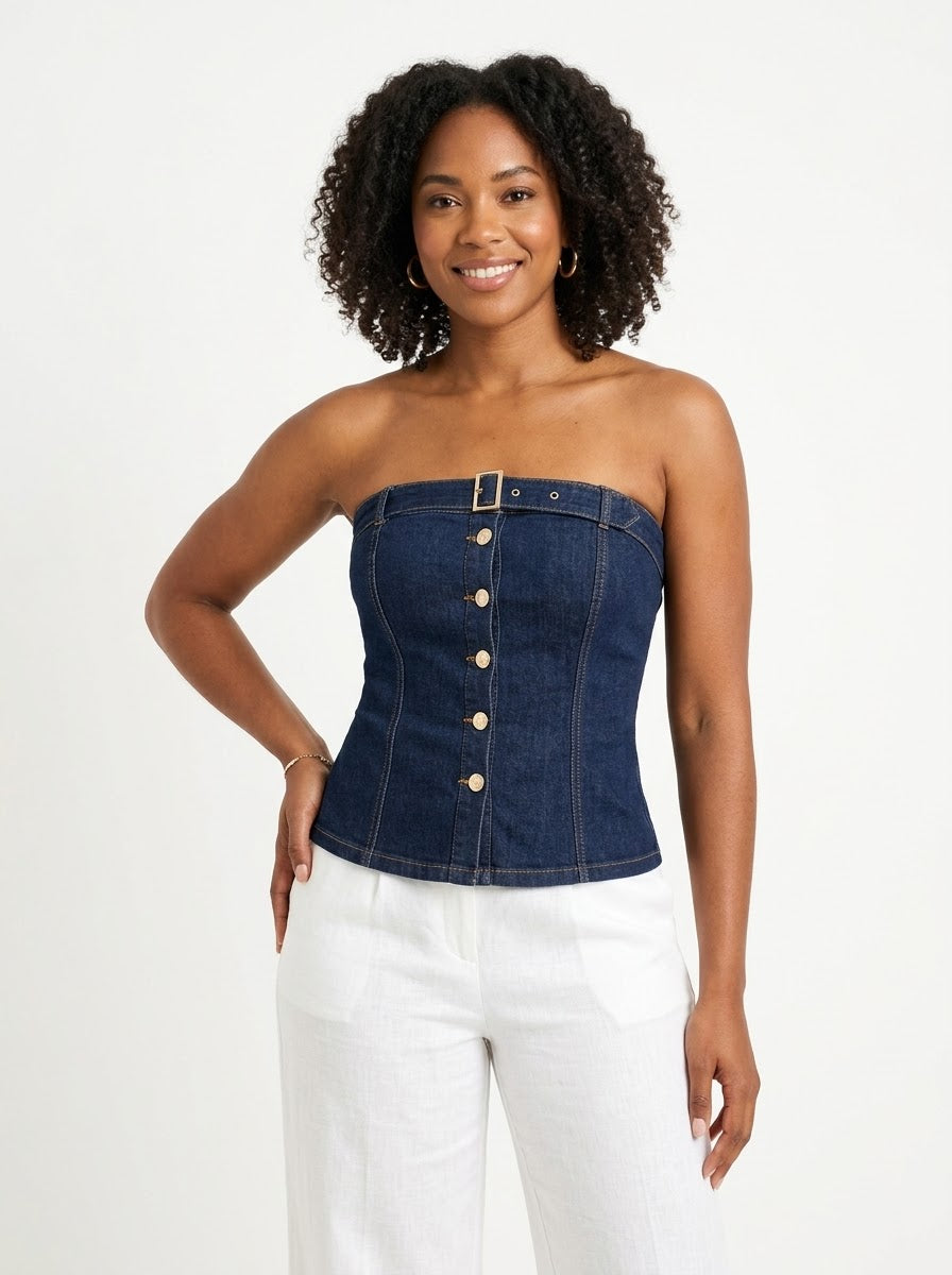Goodtime Strapless Buckle-Detail Bustier