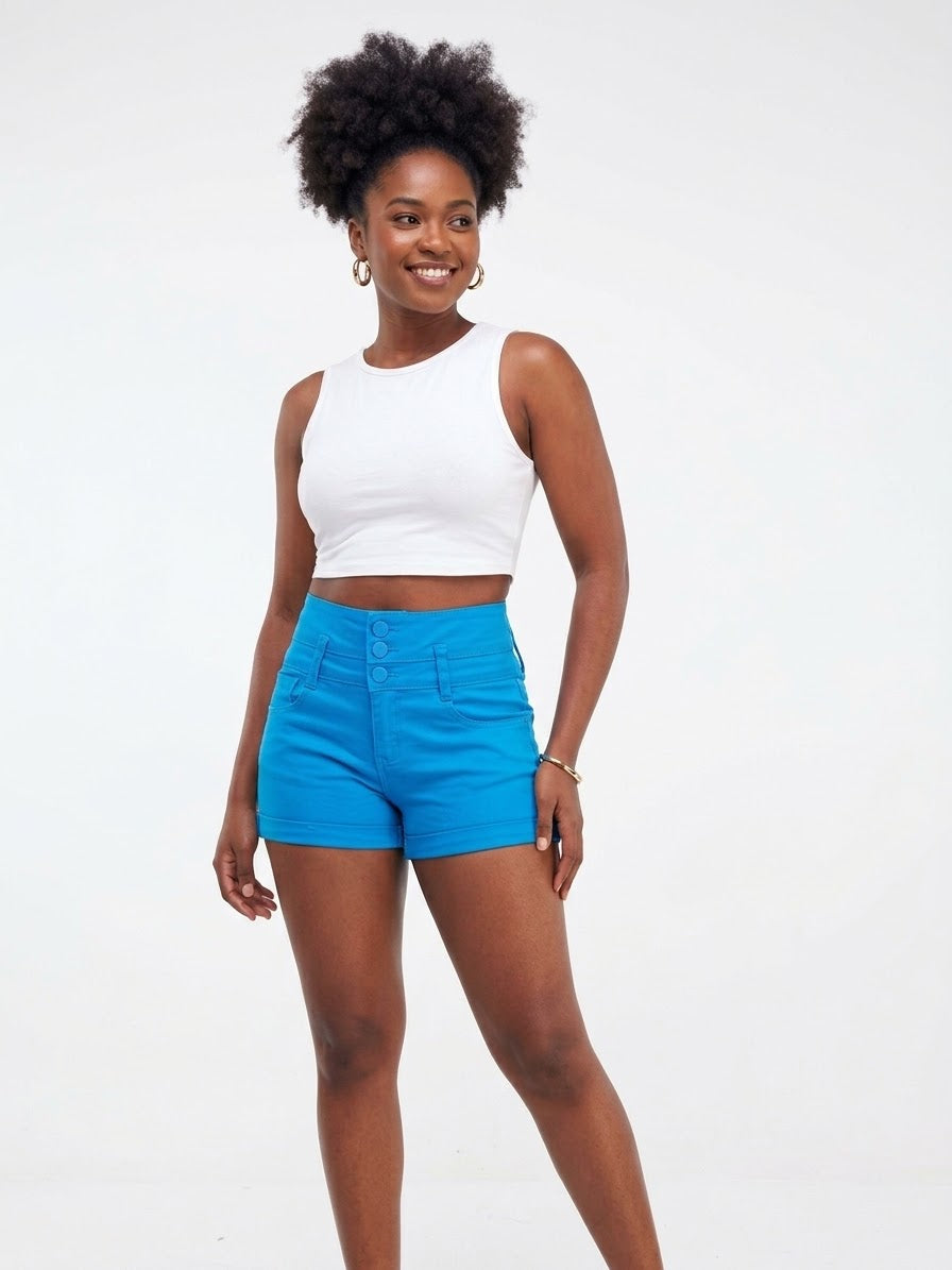QQ MAX High-Waisted Stretched Denim Shorts