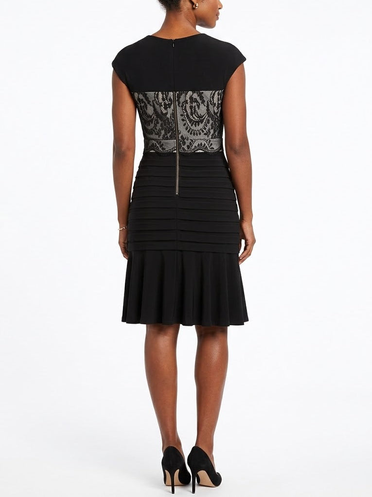 Jax Lace-Bodice Tiered Sheath Dress