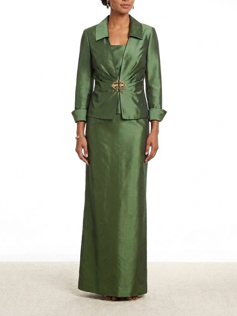 Emerald Elegance Two-Piece Cachet Evening Gown