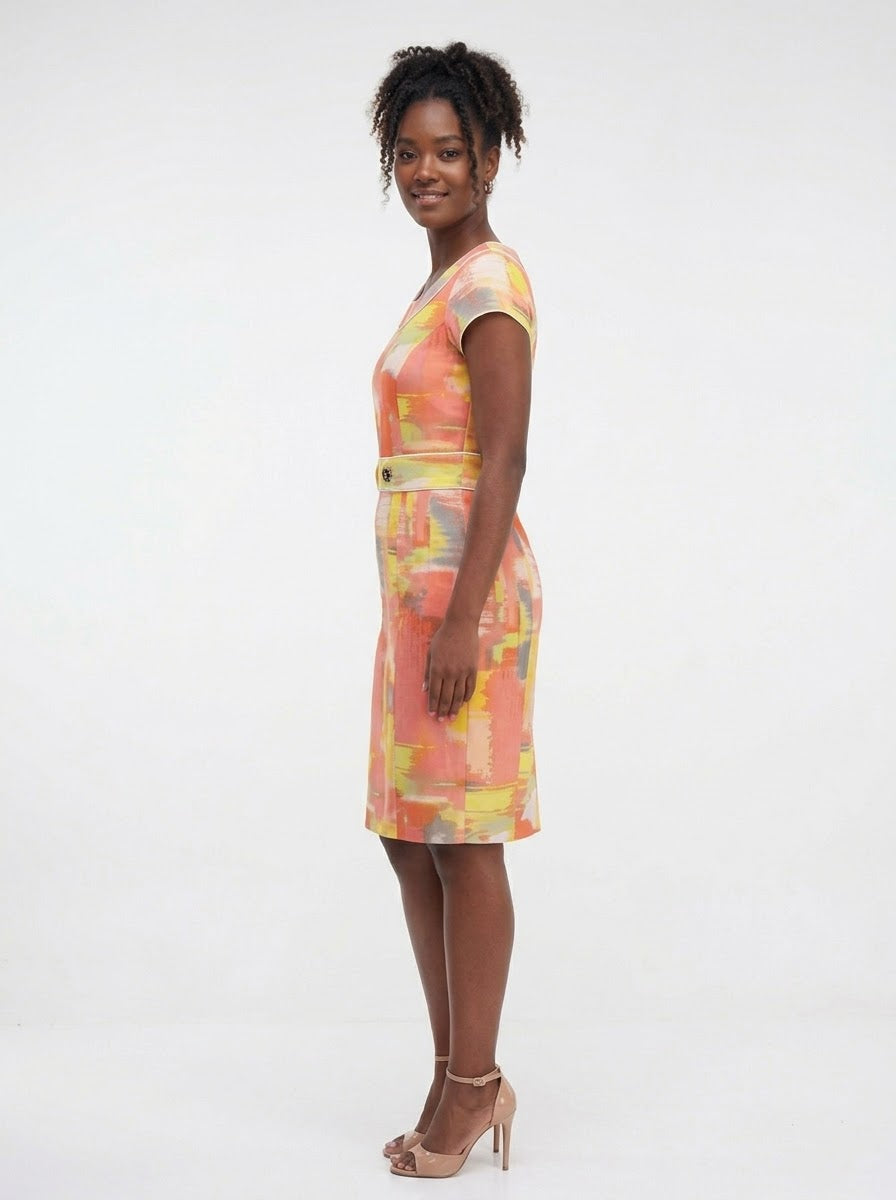 Pierri Sunset Brushstroke Sheath Dress