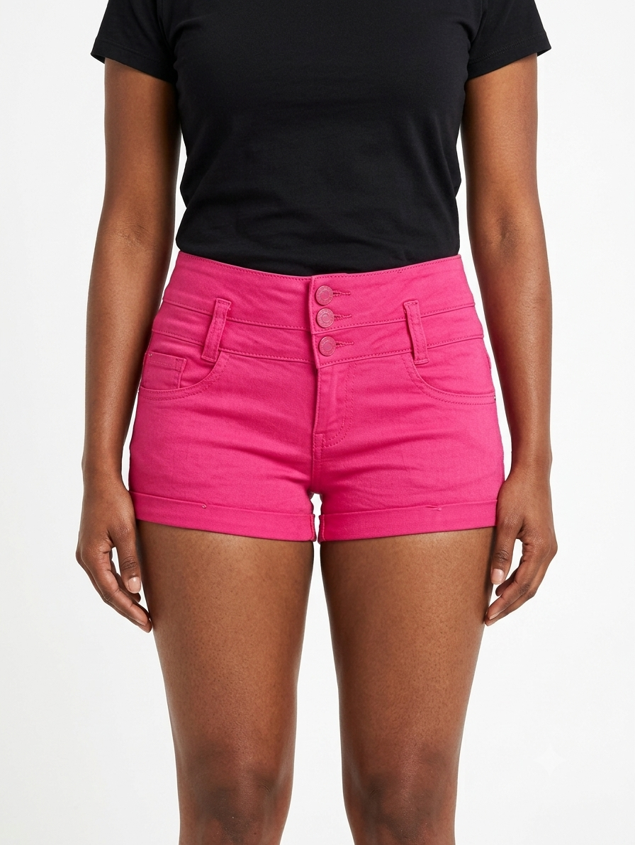 QQ MAX High-Waisted Stretched Denim Shorts