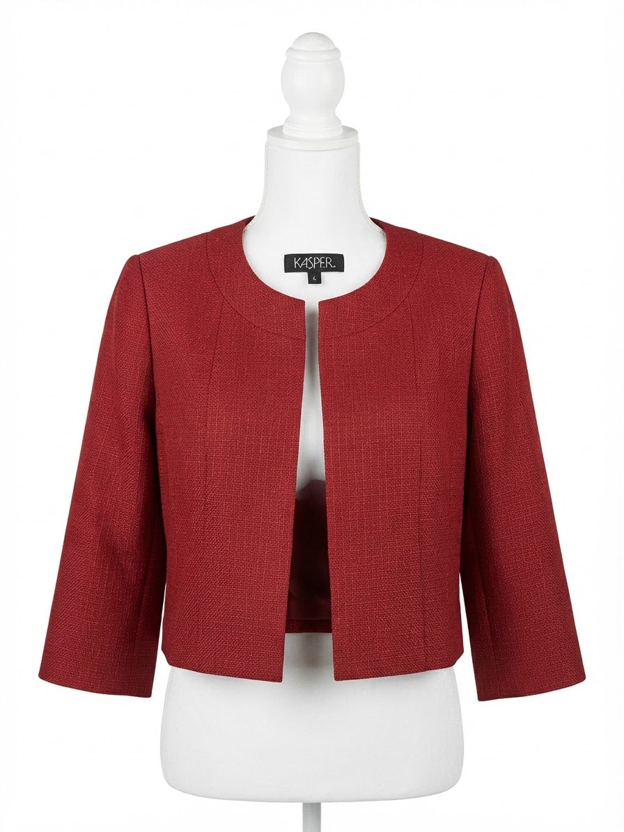 Kasper - Tweed Multi Open Jacket and Matching Sheath Dress 2-Piece Suit
