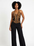 The Lydia Leopard Mesh Halter Top