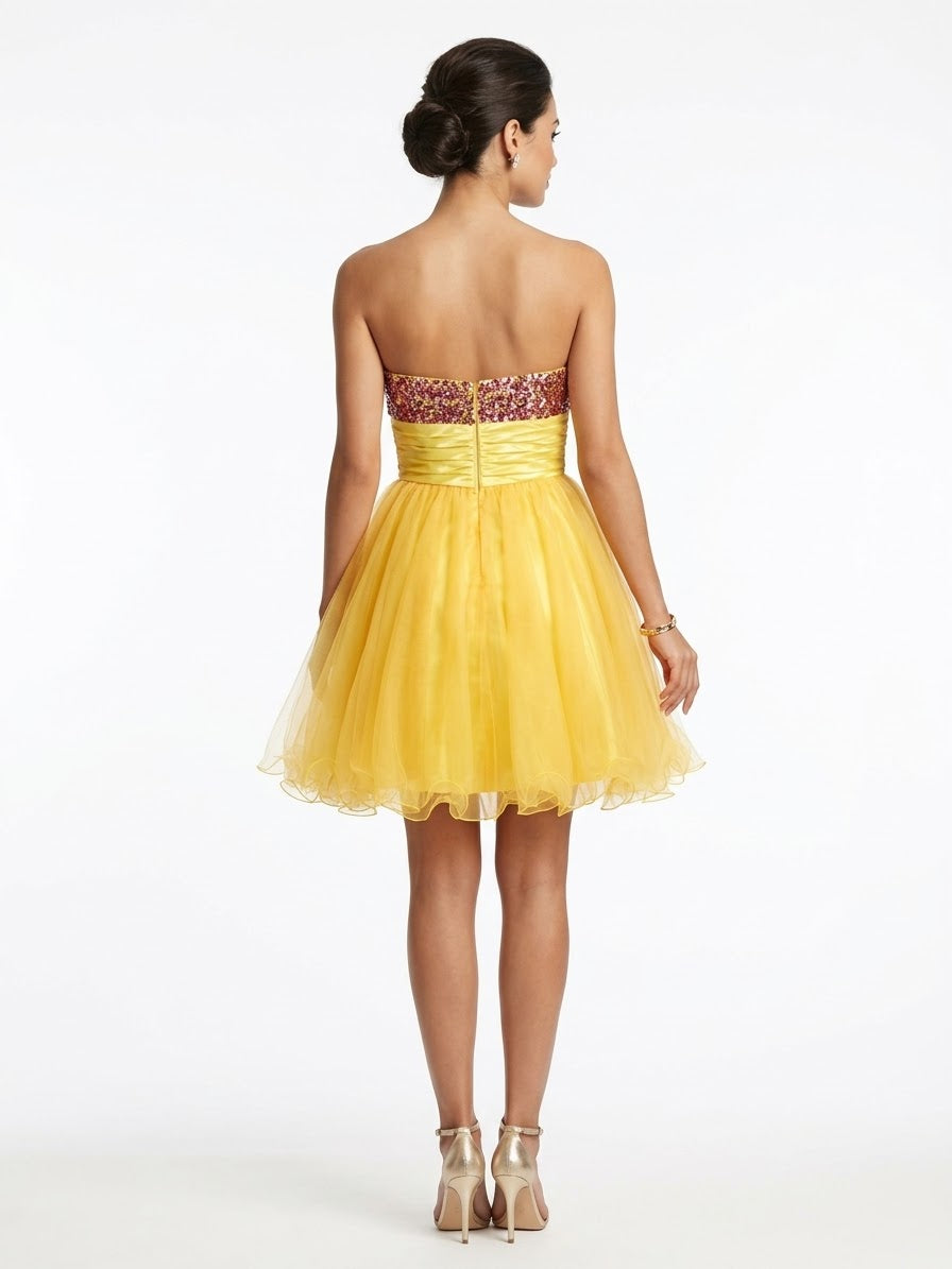 Aspeed USA Golden Sequin & Tulle Cocktail Dress