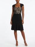 Jax Lace-Bodice Tiered Sheath Dress
