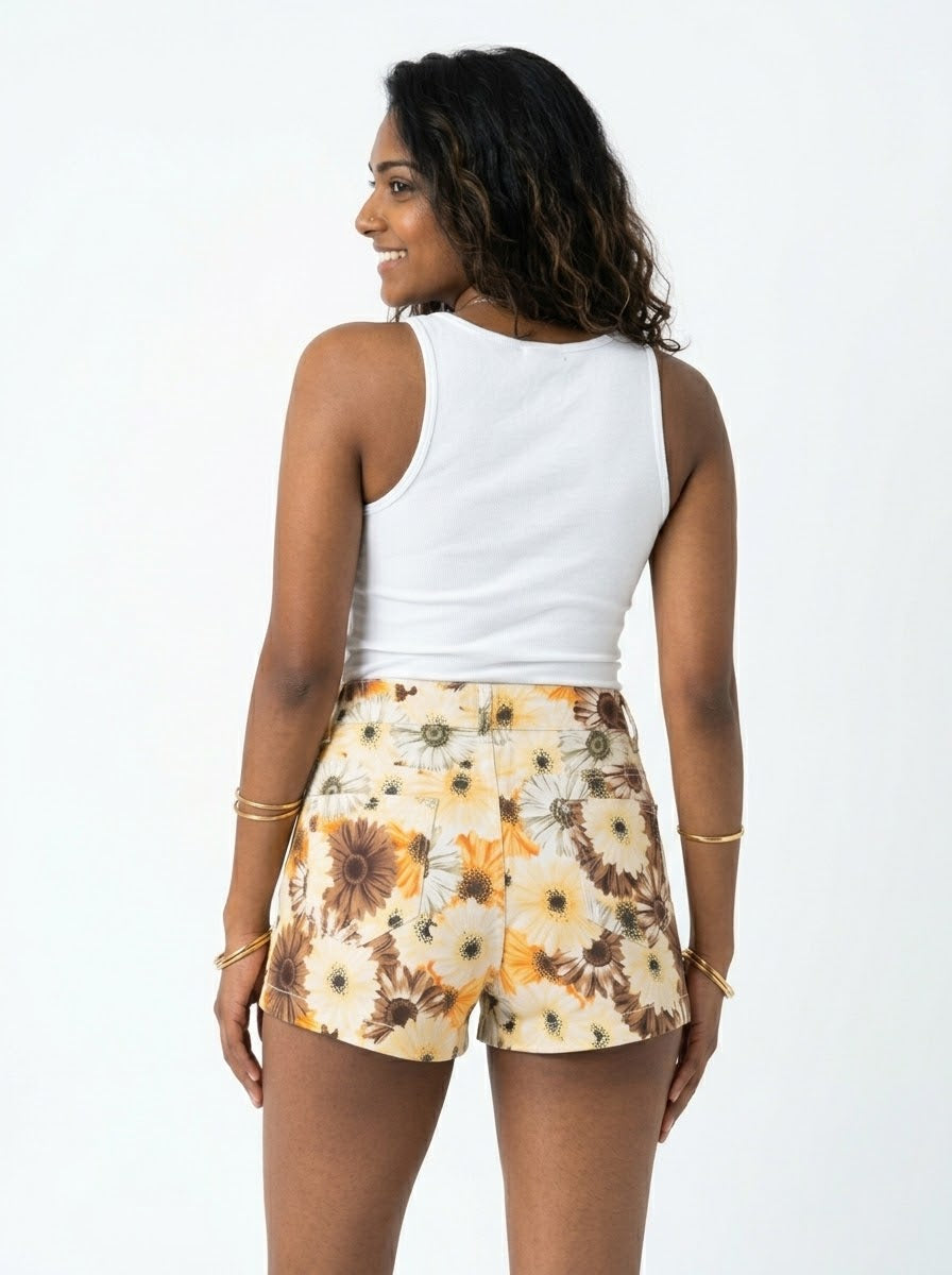QQMY Floral Denim Shorts