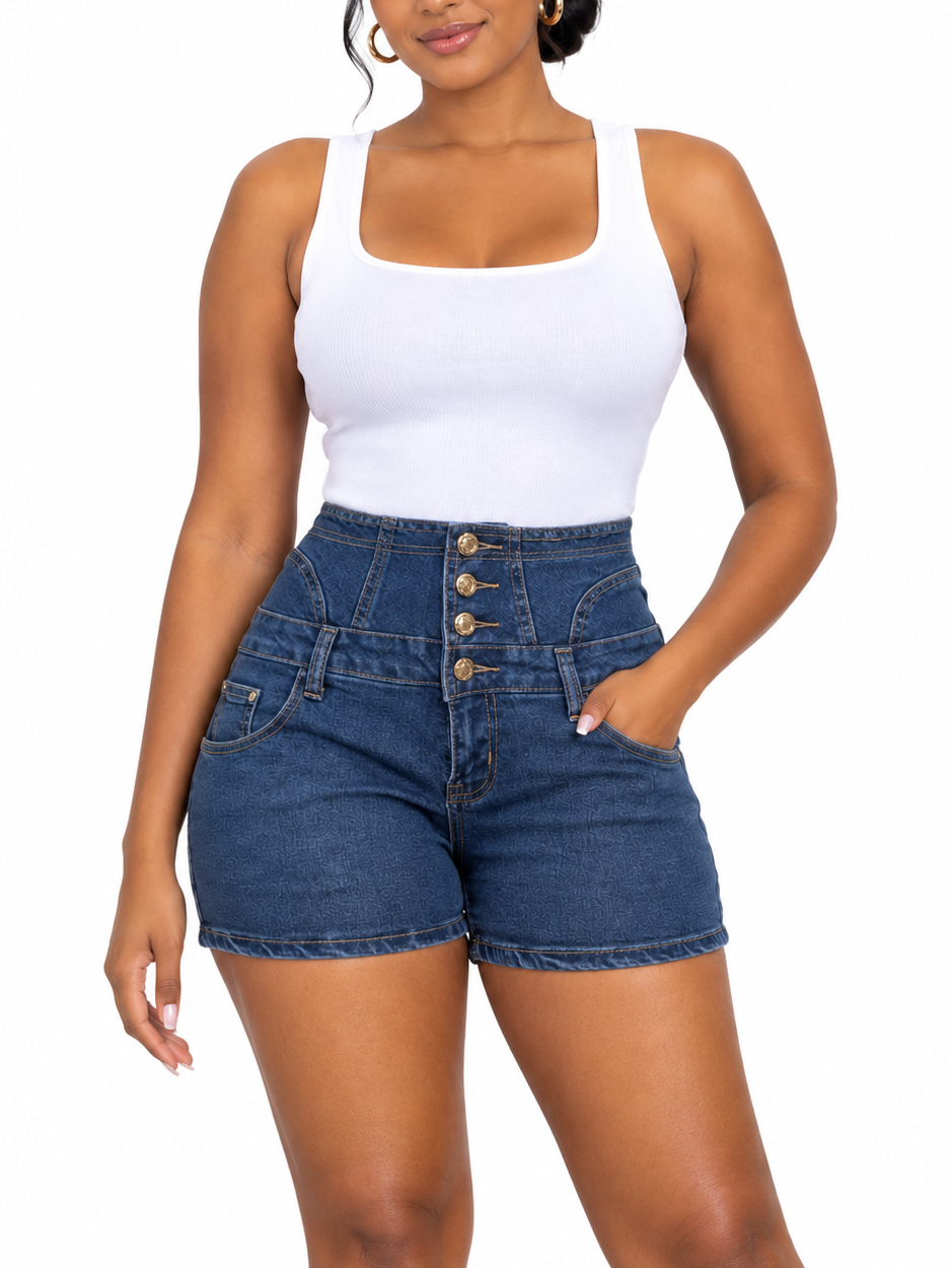 QQMY Medium Wash Blue Denim Shorts