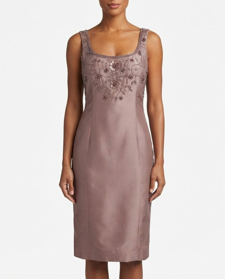 Cachet Beaded Scoop-Neck Midi Dress and Matching Jacket Set