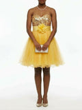 Aspeed USA Golden Sequin & Tulle Cocktail Dress