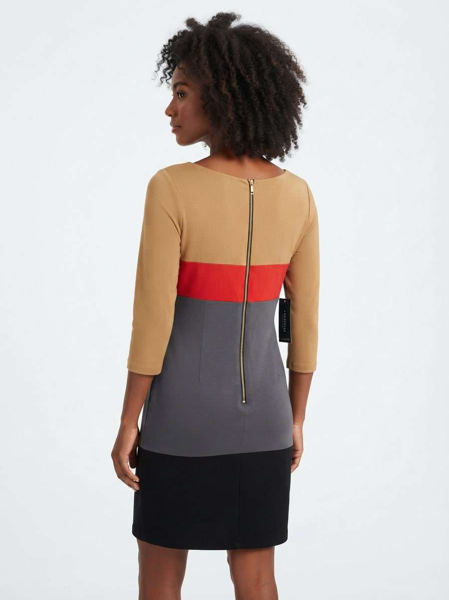 Tahari ASL "Levine" Color-block shift dress