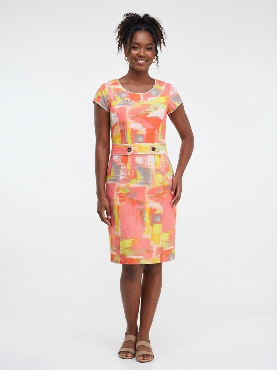 Pierri Sunset Brushstroke Sheath Dress
