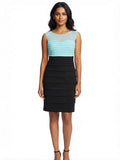 Sangria Azure Dusk Colorblock Tiered Sheath Dress