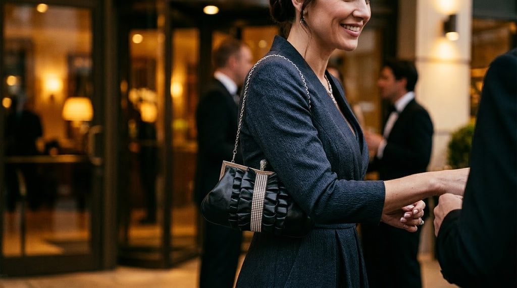 Bella Collection Onyx Ruffle Evening Clutch
