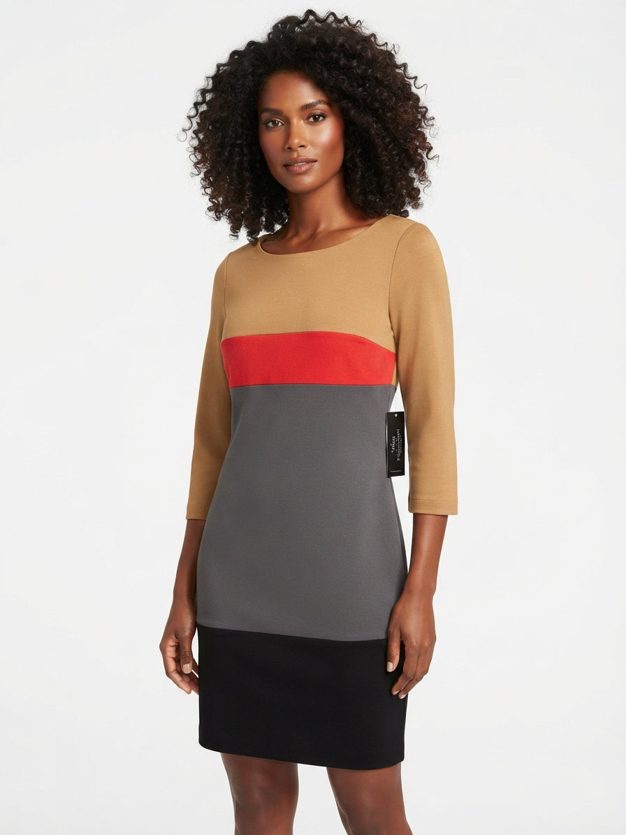 Tahari ASL "Levine" Color-block shift dress