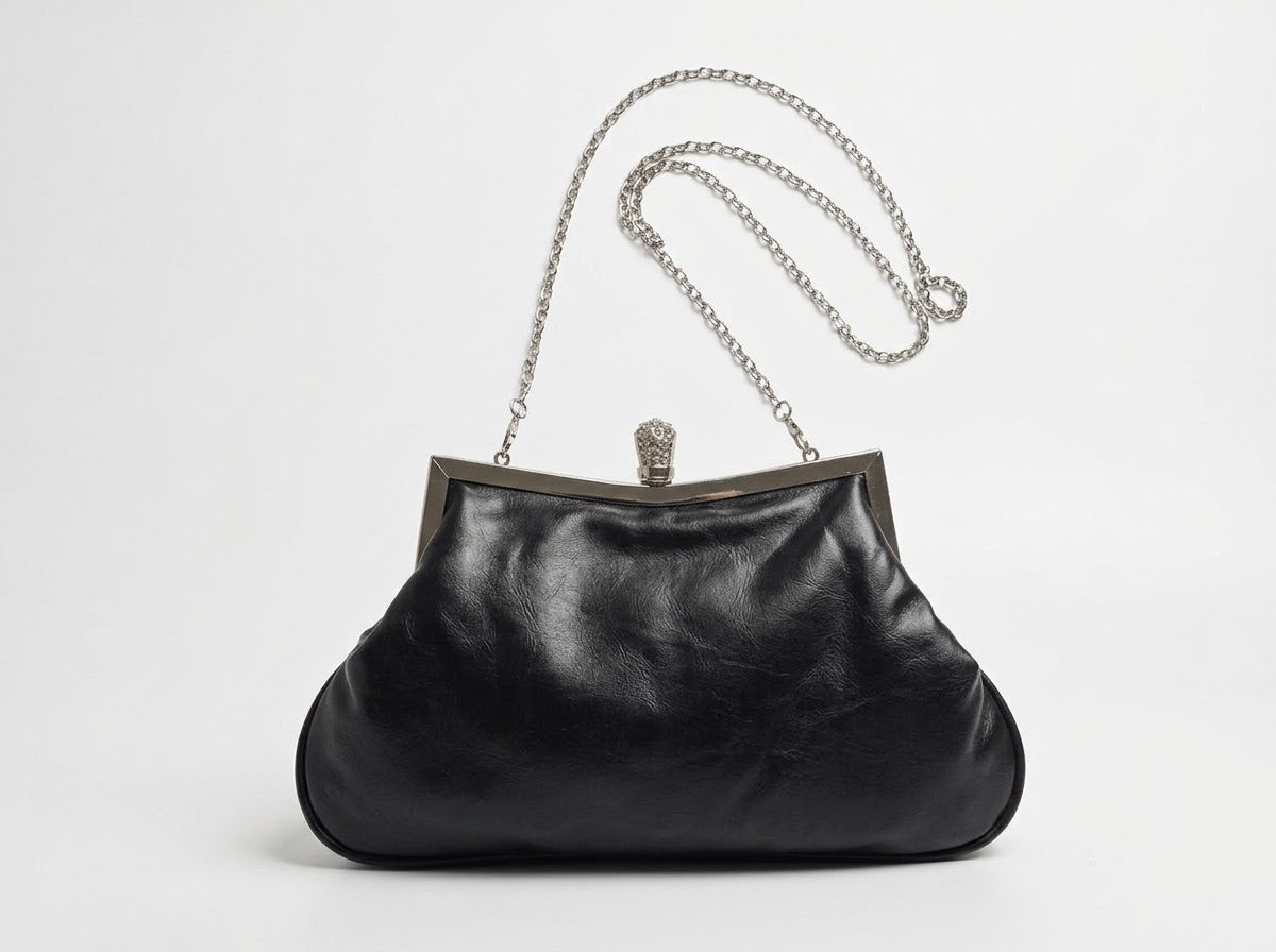 Bella Collection Onyx Ruffle Evening Clutch