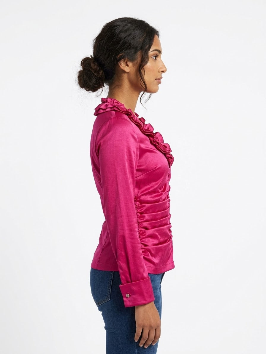 Anna Kevin NY Emerald Rosette Satin Blouse